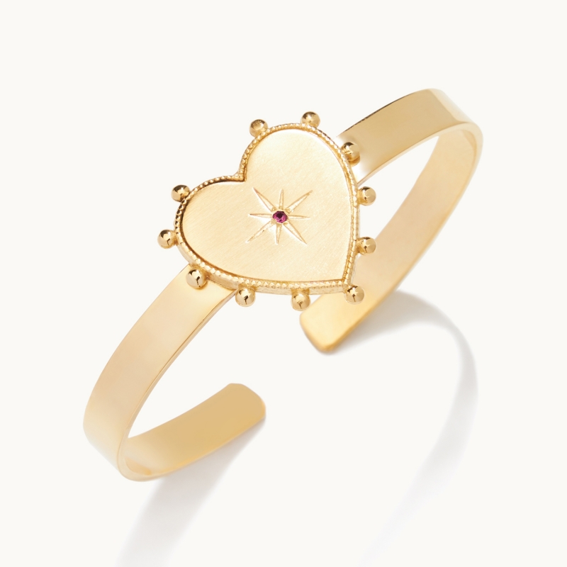 Βραχιόλι καρδιά με κόκκινη πέτρα