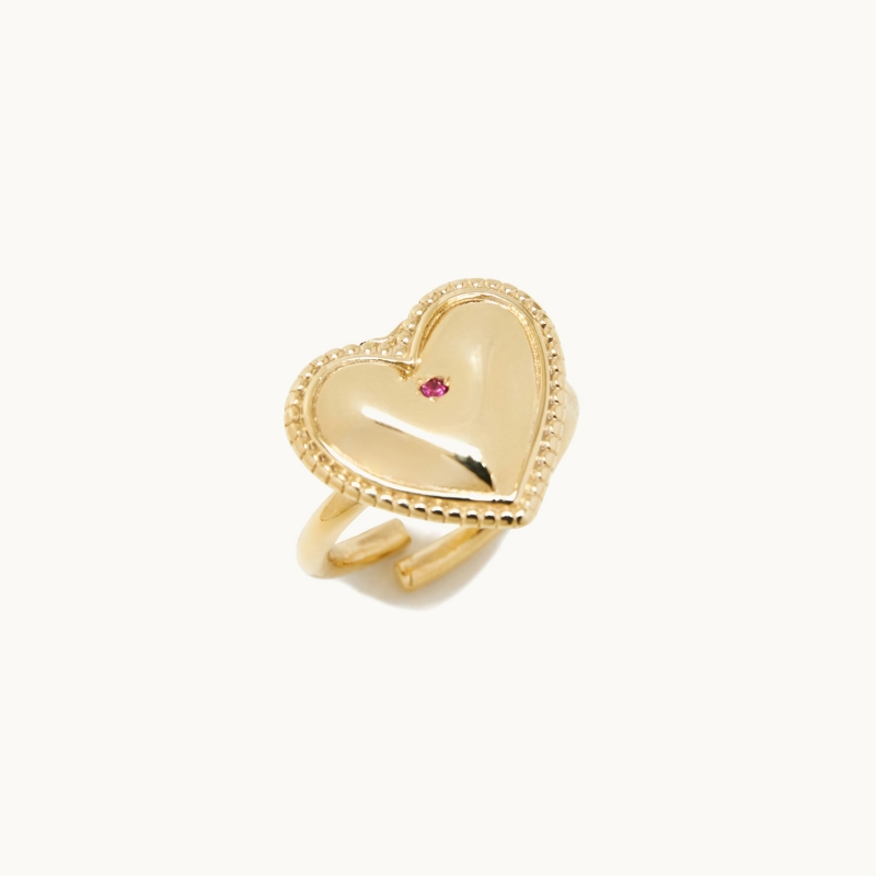 Δαχτυλίδι καρδιά με κόκκινη πέτρα