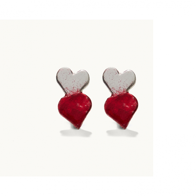 Σκουλαρίκια με διπλή καρδιά