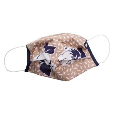 Μπεζ με μπλε και λευκά λουλούδια