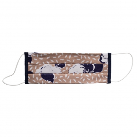 Μπεζ με μπλε και λευκά λουλούδια